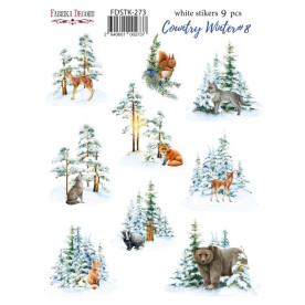Набір наклейок (стікерів) 9шт Country winter #273, Фабрика Декору