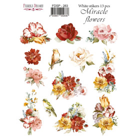 Набор наклеек (стикеров) 13шт Miracle flowers #283, Фабрика Декора