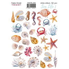 Набор наклеек (стикеров) 32шт Sea life #294, Фабрика Декора