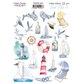 Набір наклейок (стікерів) 23шт Sea life #297, Фабрика Декору