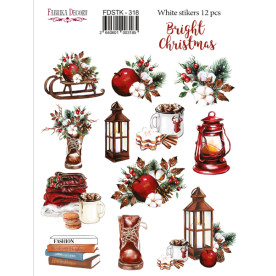 Набор наклеек (стикеров) 12шт Bright Christmas #318, Фабрика Декора