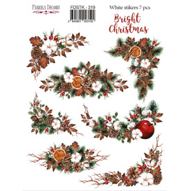 Набор наклеек (стикеров) 7шт Bright Christmas #319, Фабрика Декора