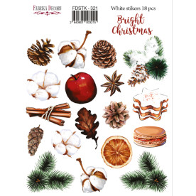 Набор наклеек (стикеров) 18шт Bright Christmas #321, Фабрика Декора