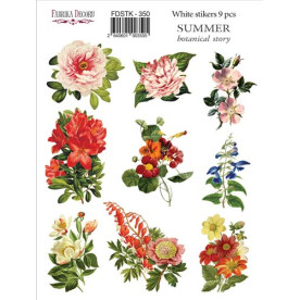Набор наклеек (стикеров) 9 шт Summer Botanical Story #350, Фабрика Декору