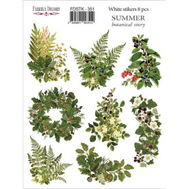 Набор наклеек (стикеров) 8 шт Summer Botanical Story #351, Фабрика Декору