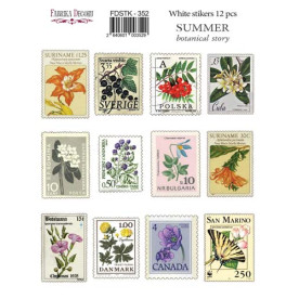Набор наклеек (стикеров) 12 шт Summer Botanical Story #352, Фабрика Декору