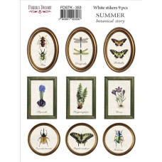 Набір наклейок (стікерів) 9шт Summer Botanical Story #353, Фабрика Декору