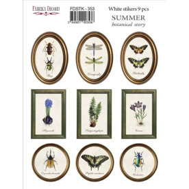 Набор наклеек (стикеров) 9 шт Summer Botanical Story #353, Фабрика Декору