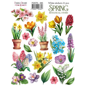 Набор наклеек (стикеров) 21шт Spring Botanical story #385, Фабрика Декору