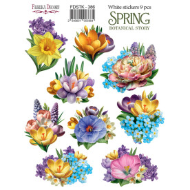 Набор наклеек (стикеров) 9 шт Spring Botanical story #386, Фабрика Декору