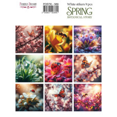 Набір наклейок (стікерів) 9 шт Spring Botanical story #389, Фабрика Декору