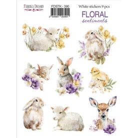 Набор наклеек (стикеров) 9 шт Floral sentiments #390, Фабрика Декору