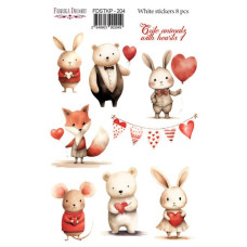 Набір наклейок для планерівCute Animals with Hearts, #204, Фабрика Декору