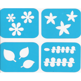 Набір багаторазових трафаретів, Міні-флора 01 # 080, 7х7 см, Фабрика Декору