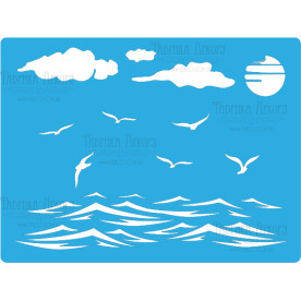 Трафарет багаторазовий 15x20см Морська романтика 2 # 161, Фабрика Декору