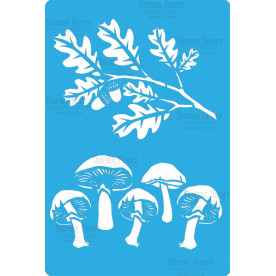 Трафарет багаторазовий 15x20см Грибочки і жолуді # 227, Фабрика Декору