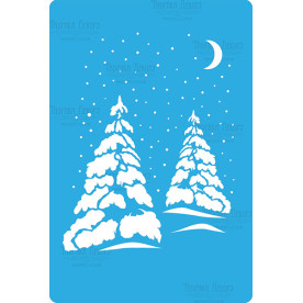 Трафарет многоразовый 15x20см Зимняя ночь #242, Фабрика Декора