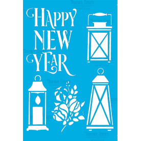 Трафарет многоразовый 15x20см Счастливого Нового Года #299, Фабрика Декора