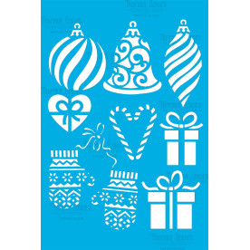 Трафарет многоразовый 15x20см Новогодние предметы #303, Фабрика Декора