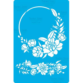 Трафарет многоразовый 15x20см Цветочная рамка круглая #313, Фабрика Декора