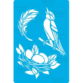 Трафарет багаторазовий 15x20см Птах і гніздо # 316, Фабрика Декору