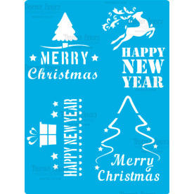 Трафарет многоразовый 15x20см Зимние поздравления #348, Фабрика Декора