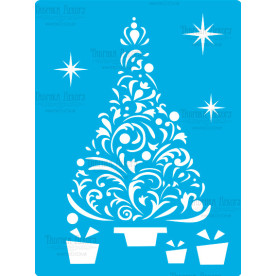 Трафарет багаторазовий 15x20см Ялинка з завитків #349, Фабрика Декору