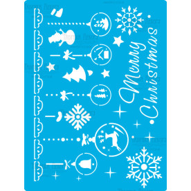 Трафарет багаторазовий 15x20см Різдвяний бордюр #350, Фабрика Декору