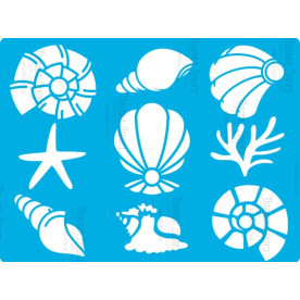 Трафарет многоразовый 15x20см Ракушки #371, Фабрика Декора
