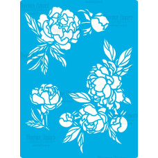 Трафарет багаторазовий 15x20см Peony passion #418, Фабрика Декору
