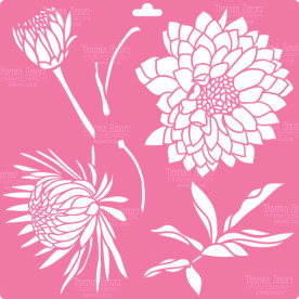 Трафарет багаторазовий XL, 30х30см, Георгіна # 003, Фабрика Декору