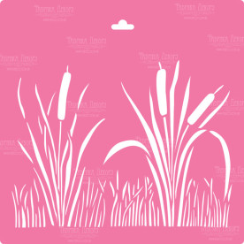 Трафарет многоразовый XL, 30х30см, Камыши #009, Фабрика Декора