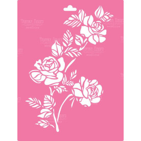 Трафарет багаторазовий XL, 30х21см, Роза з листям # 019, Фабрика Декору