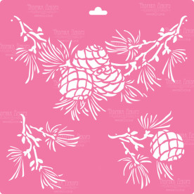 Трафарет многоразовый XL, 30х30см, Шишки кедра #024, Фабрика Декора