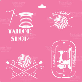 Трафарет многоразовый XL, 30х30см, Швейные элементы #029, Фабрика Декора