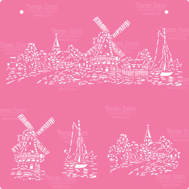 Трафарет многоразовый XL, 30х30см, Мельницы #040, Фабрика Декора