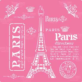 Трафарет многоразовый XL, 30х30см, Париж #052, Фабрика Декора