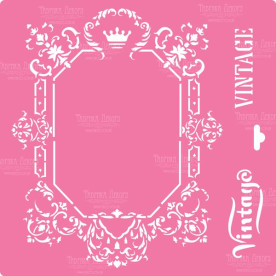 Трафарет многоразовый XL, 30х30см, Рамка с короной #070, Фабрика Декора