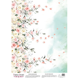 Деко веллум (лист кальки с рисунком) Розовые лепестки, А3, 90г/м², Фабрика Декора