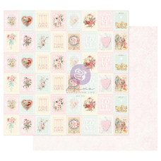 Лист двостороннього скраппаперу, Magic Love, Love Stamp, 30х30 см, Prima