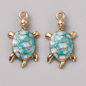 Підвіска з емаллю Черепаха блакитна, 24×14 мм, 1 шт.