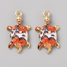 Подвеска с эмалью Черепаха оранжевая, 24х14 мм, 1 шт.