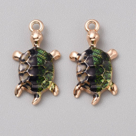 Подвеска с эмалью Черепаха темно-зеленая, 24х14 мм, 1 шт.