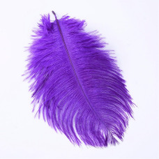 Окрашенное страусиное перо, 1 шт, фиолетовый, от 15 до 20 см