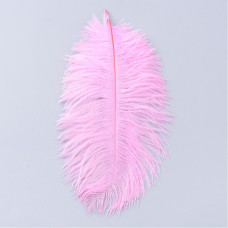 Страусиное перо, цвет розовый, длина 15-18 см, 1 шт