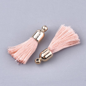 Кисточка декоративная, 25-30 мм, цвет розовый персик с белым золотом, 1 шт.