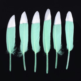 Набір гусячих пір'їн, колір аквамарин та срібло, 13-17 см, 5 штук