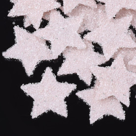 Декор на тканинній основі з бісером Зірочка, рожевий, 46х48 мм, 1 шт.