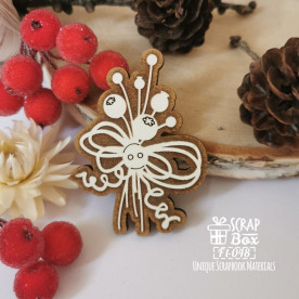 Деревянная фишка, Новогодняя композиция, 45х38 мм, ScrapBox