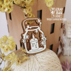 Дерев'яна фішка, Новорічна композиція зі свічок в банку, 45х45 мм, ScrapBox